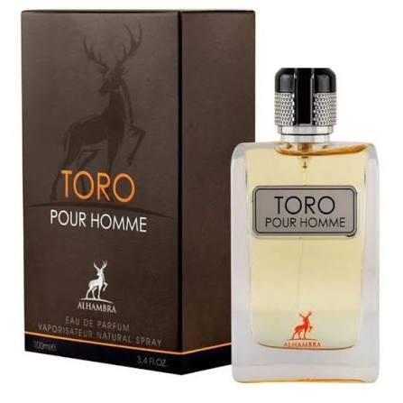 عطر ادوپرفیوم مردانه الحمبرا مدل TORO POUR HOMME حجم ۱۰۰ میل رایحه تلخ